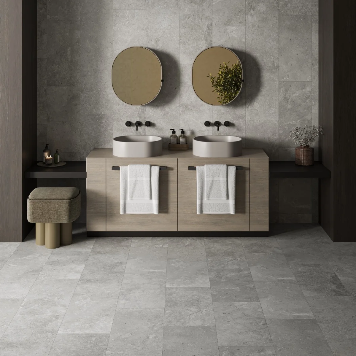 Gresie Exterior / Interior Portelanata Valley Grey 30 x 60 Cm Mata Aspect Ciment