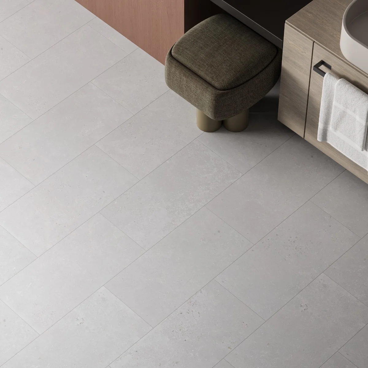 Gresie Antiderapanta Exterior / Interior Arabella Bianco 30 x 60 cm Mata Portelanata Aspect Ciment