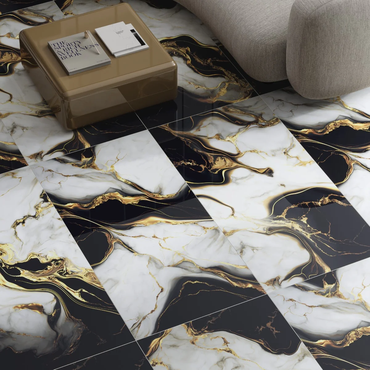 Gresie Portelanata Exterior / Interior Ruby Black 60 x 120 cm Lucioasa Rectificata Tip Marmura