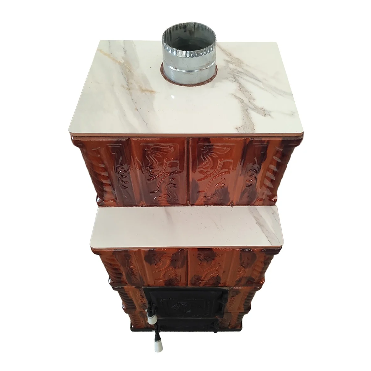 Soba Teracota 4 Randuri Maro Degrade Cu Roti 45 x 45 x 110 Cm Evacuare Centru