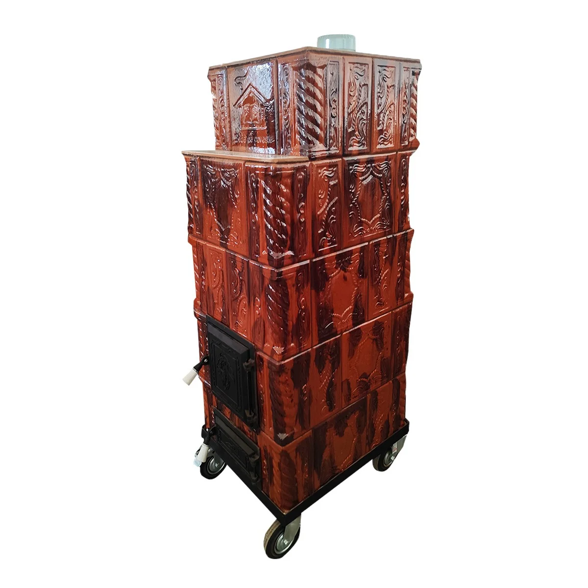 Soba Teracota 5 Randuri Maro Degrade Cu Roti 45 x 56 x 135 Cm Evacuare Centru