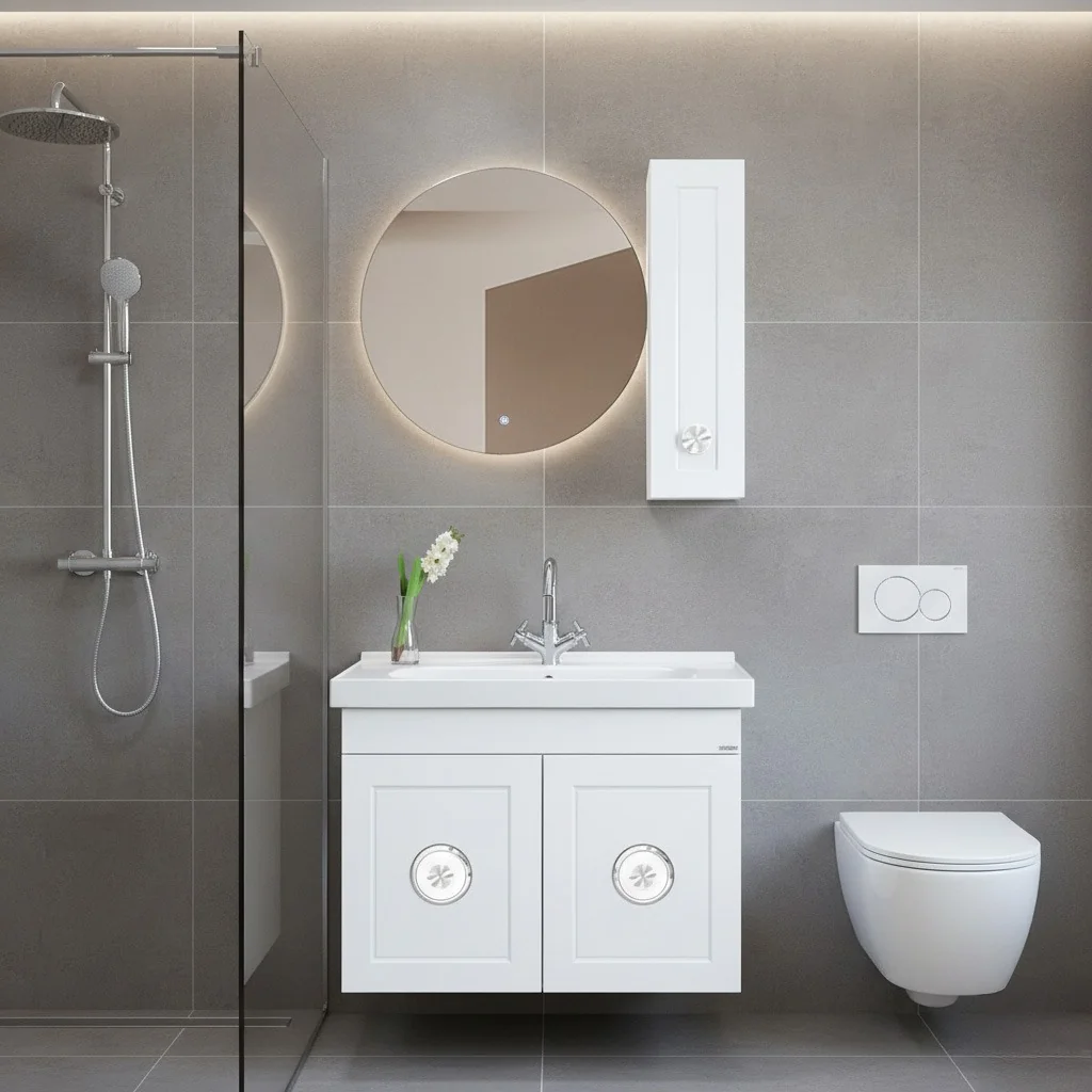 Set Mobilier Baie Dora Suspendat 3 Piese Alb 80 Cm