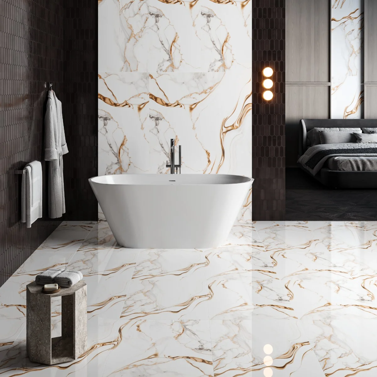 Gresie Interior Rectificata Sahara Gold 61 x 61 cm Satinata Tip Marmura