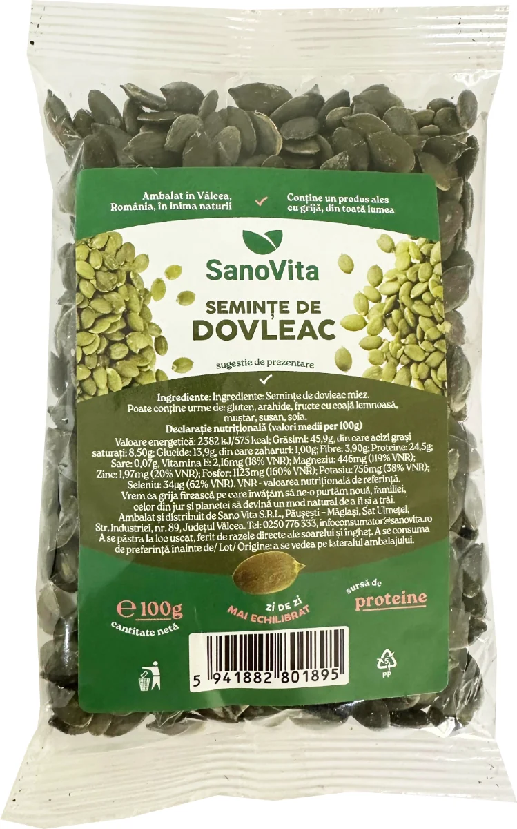 Seminte de dovleac, 100g, SanoVita