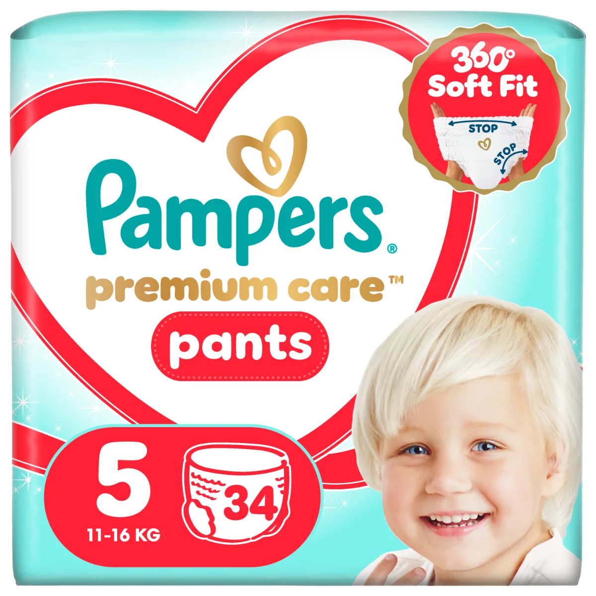 Scutece-chilotel Premium Care Pants Nr.5 12-17kg, 34 bucati, Pampers