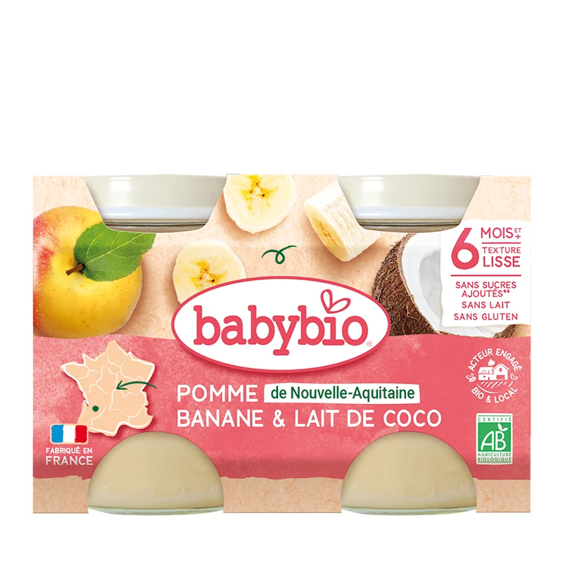 Desert din mere, banane si cocos, 2 x 130g, BabyBio