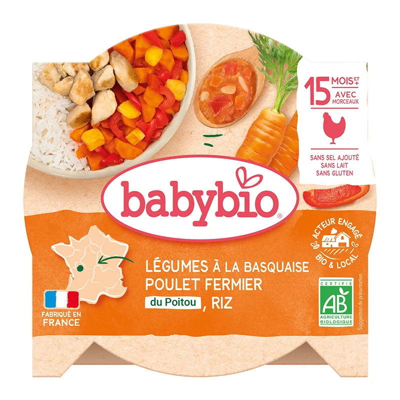 Meniu legume Basquaise si pui Poitou Bio, 260g, BabyBio