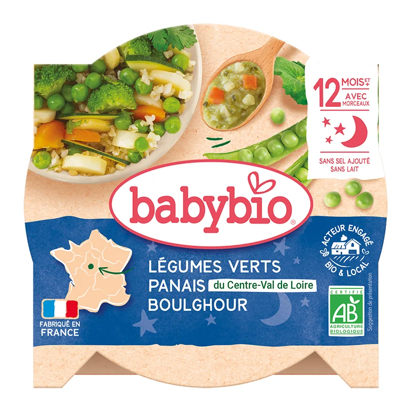 Meniu legume verzi, pastarnac si bulgur Bio, 230g, BabyBio