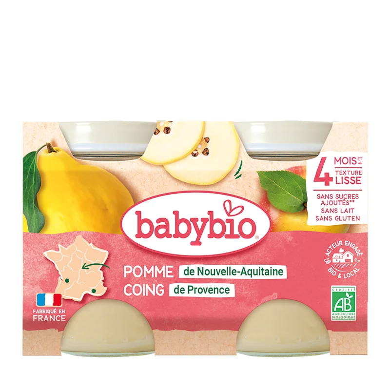 Piure de mere si gutui, 2 x 130g, BabyBio