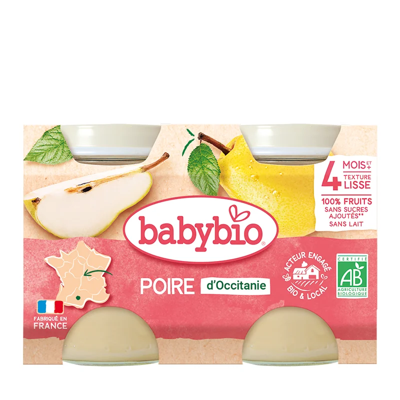 Piure de pere Bio, 2 x 130g, BabyBio