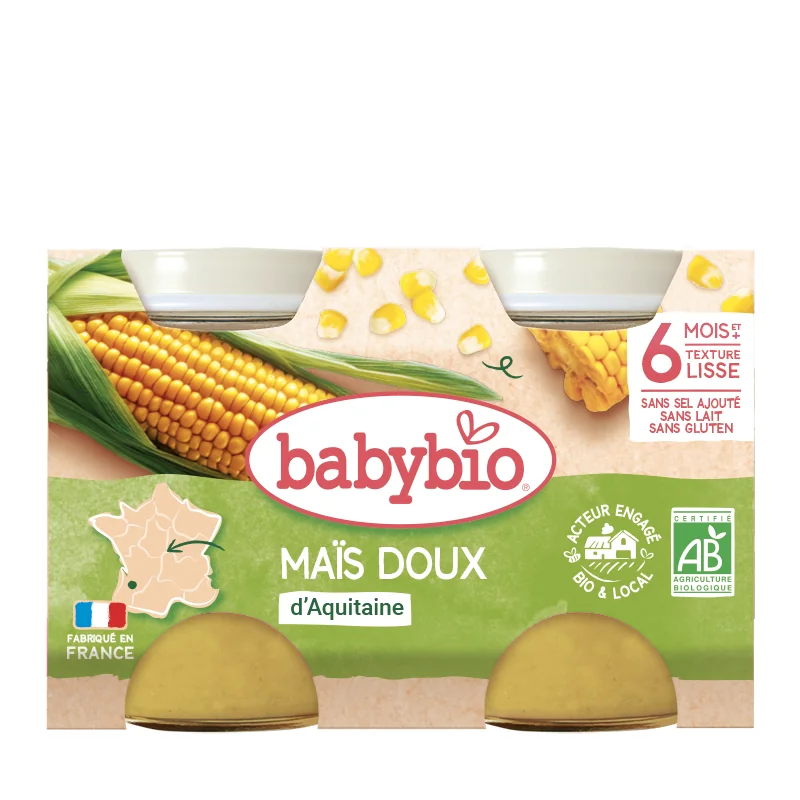 Piure de porumb dulce Bio, 2 x 130g, BabyBio