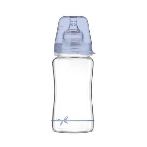 Biberon sticla baieti Diamond Glass Baby Shower, 250ml, LOVI