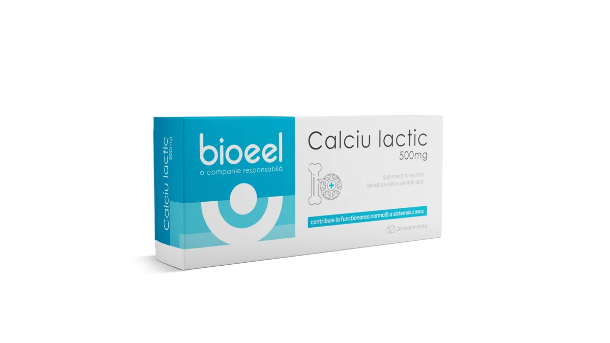 Calciu lactic 500mg, 20 comprimate, Bioeel