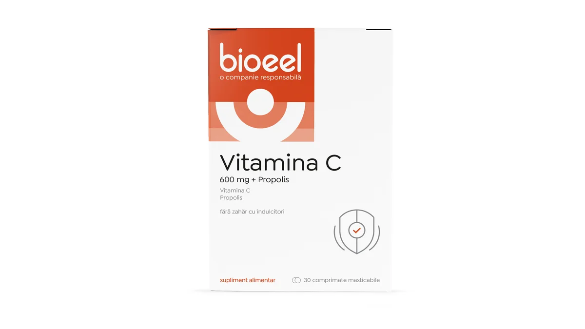 Vitamina C cu propolis 600mg, 30 comprimate, Bioeel