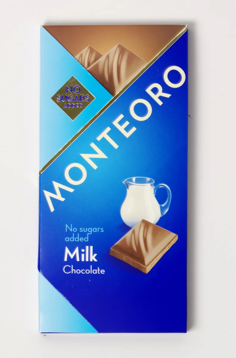 Ciocolata cu lapte fara zahar, 90g, Monteoro
