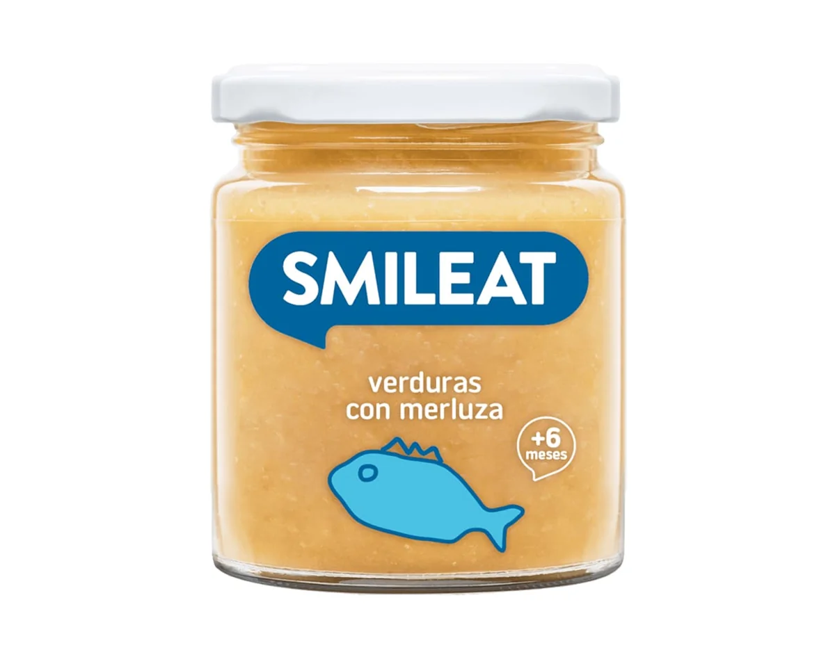 Piure de legume cu merluciu si ulei de masline Bio +6 luni, 230g, Smileat