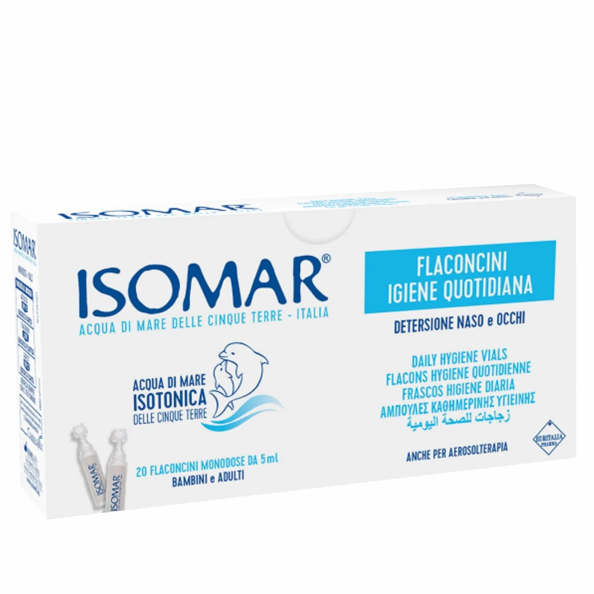 Picaturi pentru nas si ochi cu apa de mare izotonica 6+, 20 monodoze x 5ml, Isomar