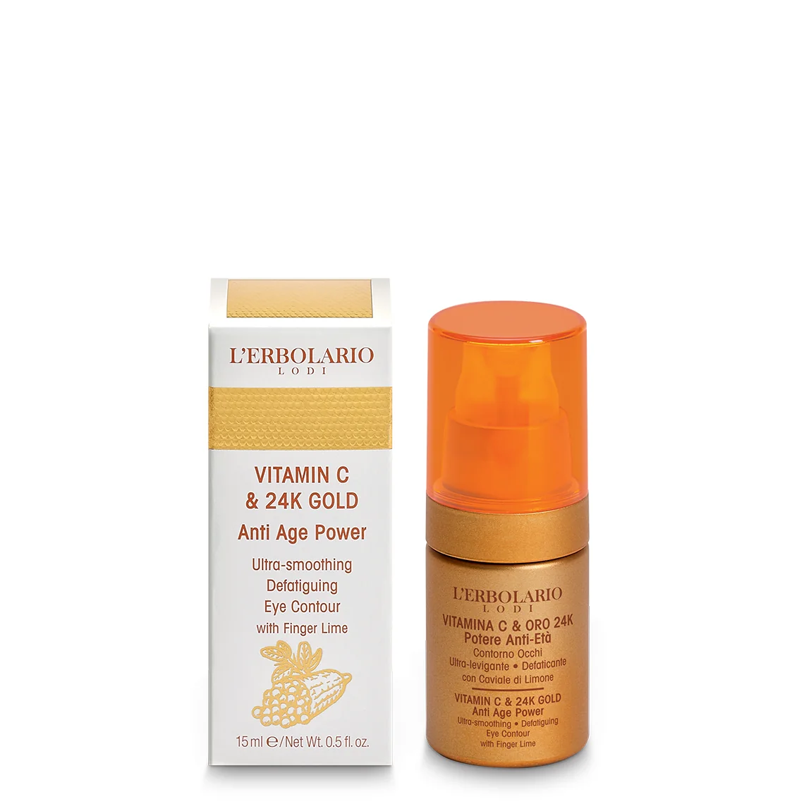 L'Erbolario Pudra de ochi Vitamina C si Aur 24K, 15ml
