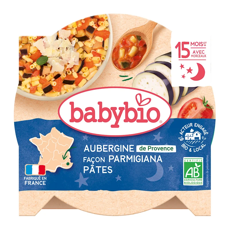 Meniu vinete cu parmezan si macaroane Bio, 260g, BabyBio