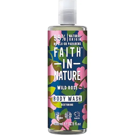 Gel de dus natural hidratant cu trandafir salbatic, 400ml, Faith in Nature