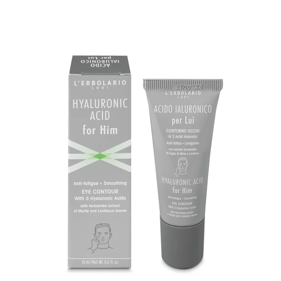 L'Erbolario Contur pentru ochi anti oboseala cu acid hialuronic pentru barbati, 15ml