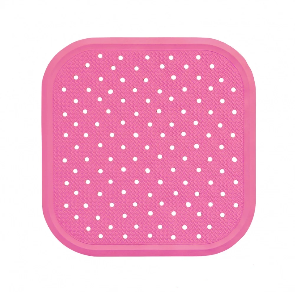 Covoras antiderapant din cauciuc natural pentru cada cu ventuze Roz, 56x56 cm, Sanger