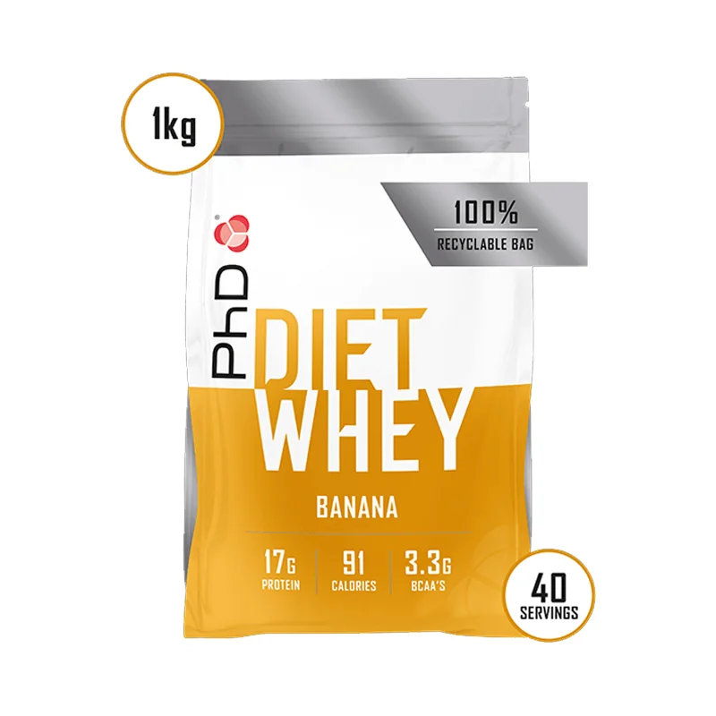 Pudra proteica cu aroma de banane Diet Whey, 1kg, PhD