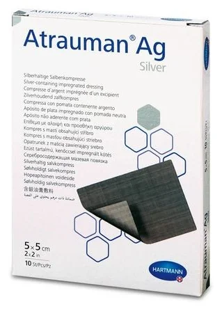 Pansament Cu Unguent Neutru Si Argint, 5x5 Cm, 10 Bucati, Atrauman