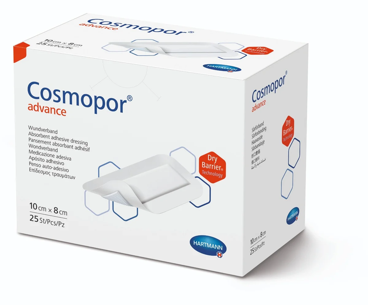 Plasture Steril Cu Corp Absorbant Si Margini Autoadezive, 15x8 cm, 25 Plasturi, Cosmopor