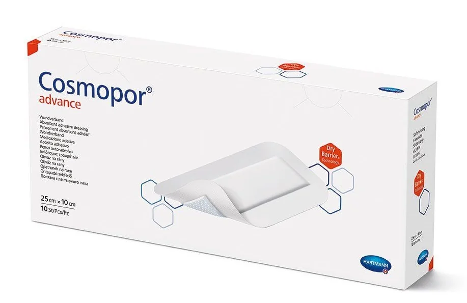 Plasture Steril Cu Corp Absorbant Si Margini Autoadezive, 25x10 cm, 10 Plasturi, Cosmopor