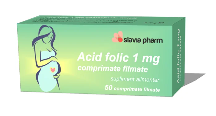 Acid Folic 1 mg, 50 Comprimate, Slavia Pharm