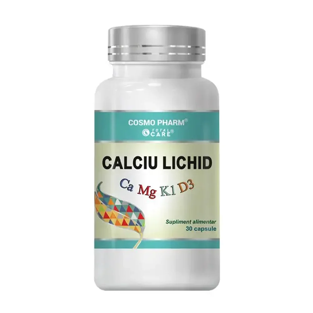 Calciu Lichid CA-MG-K1-D3, 30 Capsule, Cosmopharm