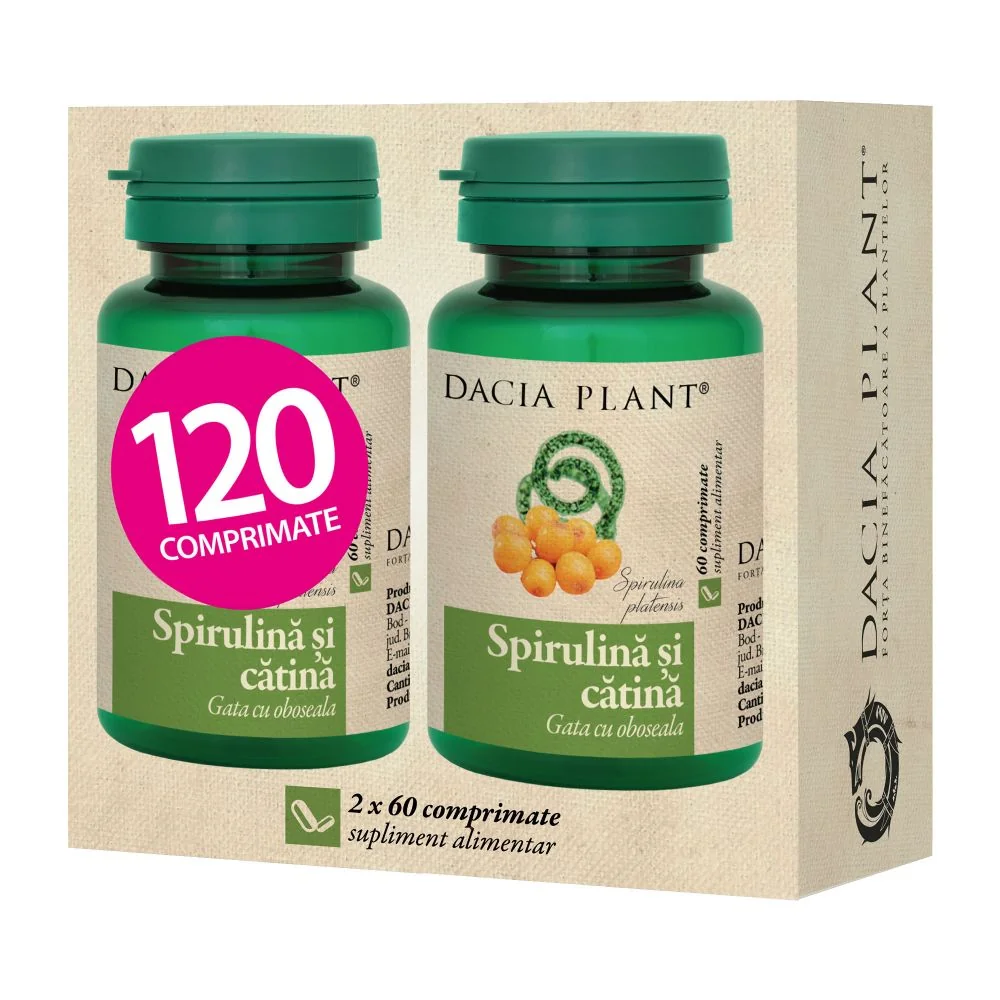 Pachet Spirulina Si Catina, 120 Comprimate, Dacia Plant