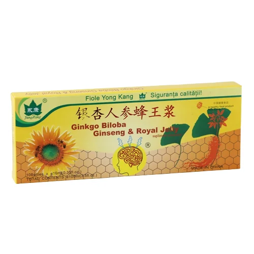 Ginkgo Biloba, Ginseng Si Royal Jelly, 10 Fiole, Yongkang International