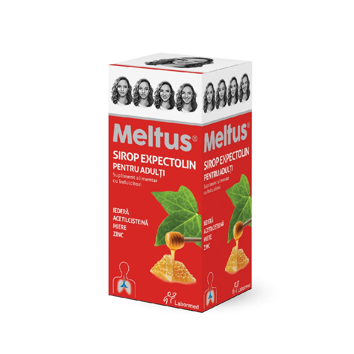 Meltus Expectolin Sirop Cu Miere, Iedera, Zinc Si Acetilcisteina Pentru Adulti, 100 ml, Labormed