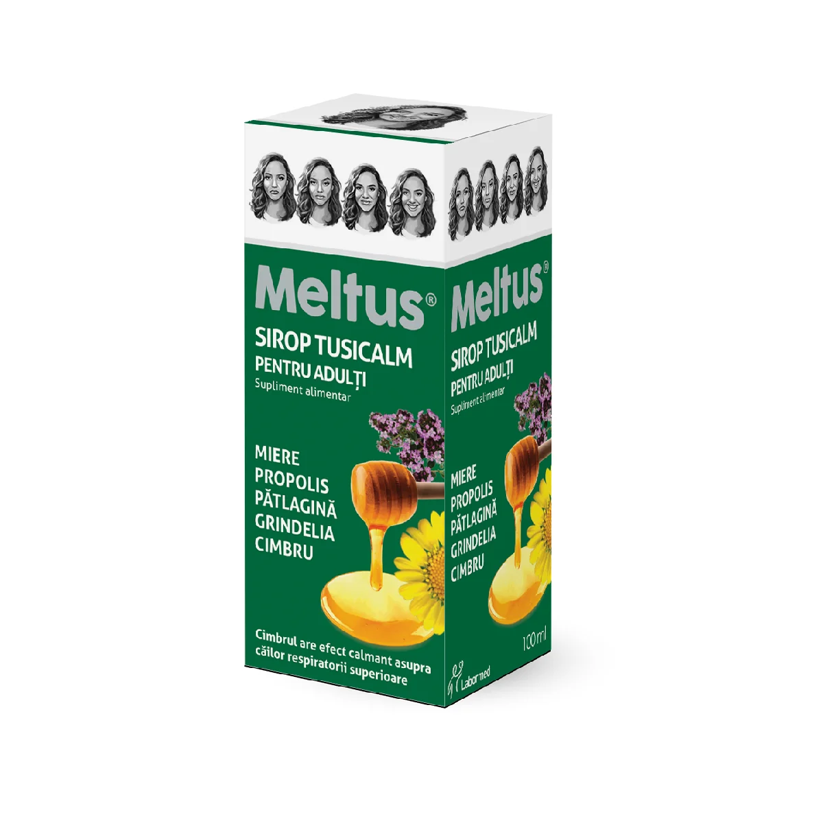 Meltus Tusicalm Sirop Cu Miere, Cimbru, Grindelia, Patlagina Si Tinctura De Propolis Pentru Adulti, 100 ml, Labormed