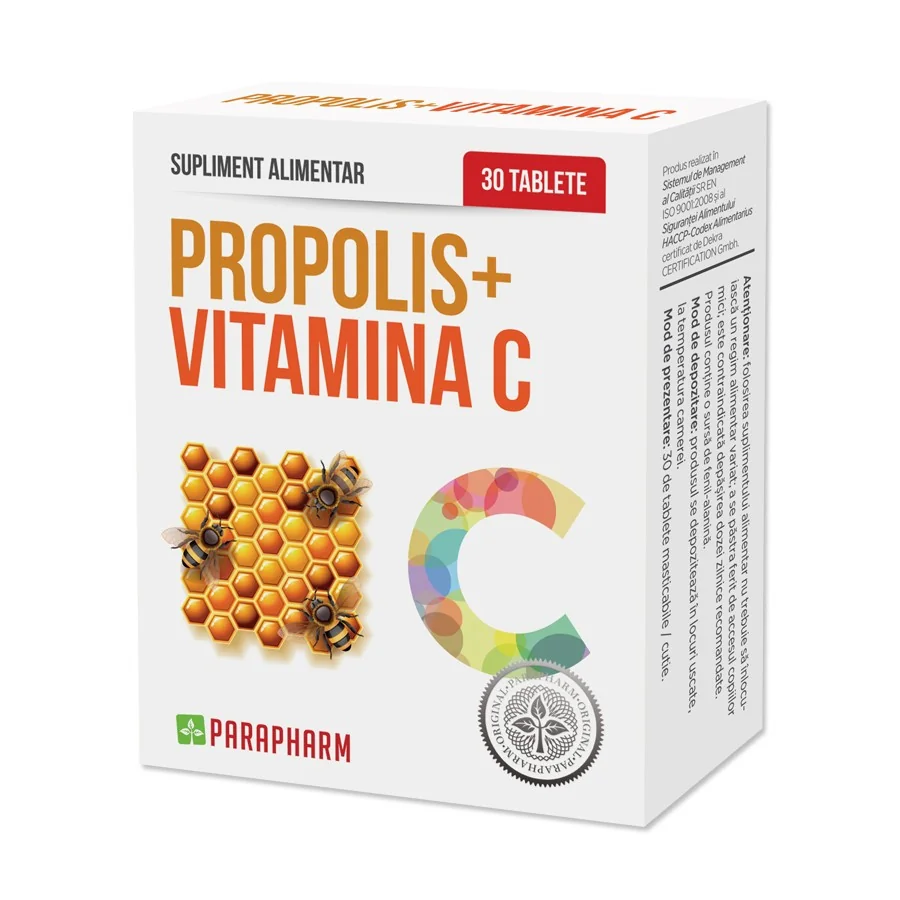 Propolis + Vitamina C, 30 Tablete, Parapharm