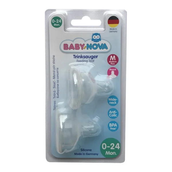 Tetina Din Silicon Pentru Lapte Natural Soft, 0-24 Luni, 14221, Baby Nova