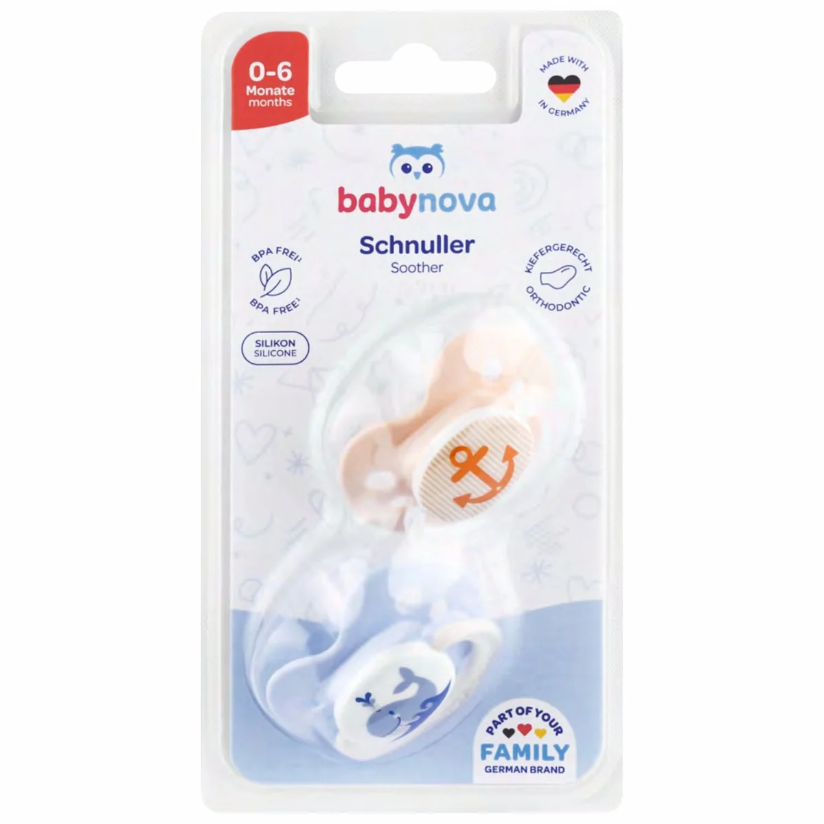 Suzeta Din Silicon Ortodontica Pentru 0-6 Luni+, 1 Bucata, Baby Nova