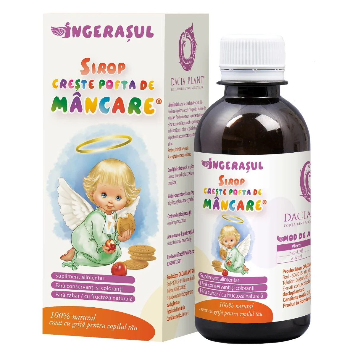Sirop Creste Pofta De Mancare Ingerasul, 200 Ml, Dacia Plant