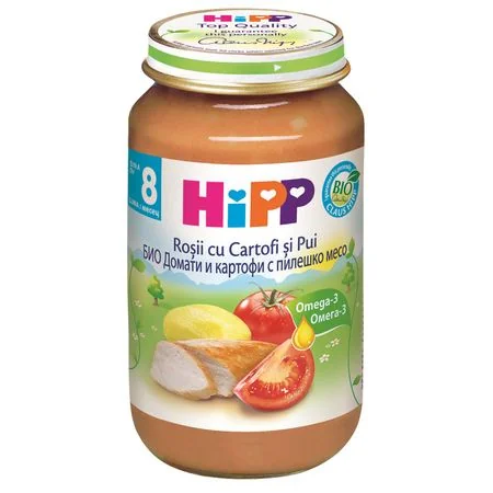 Rosii Si Cartofi Cu Carne De Pui, Incepand De La 8 Luni, 220 G, HiPP