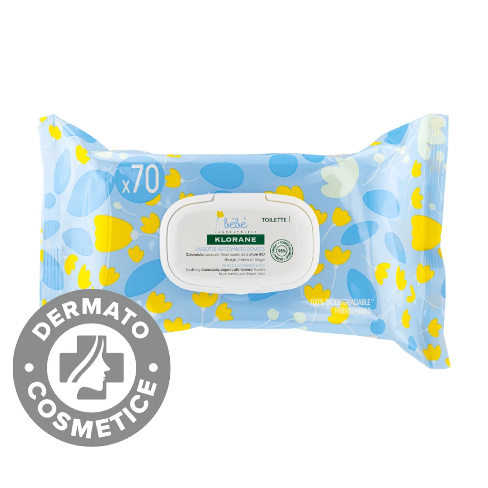 Servețele Umede Calmante, 70 Bucăți, Klorane Bebe