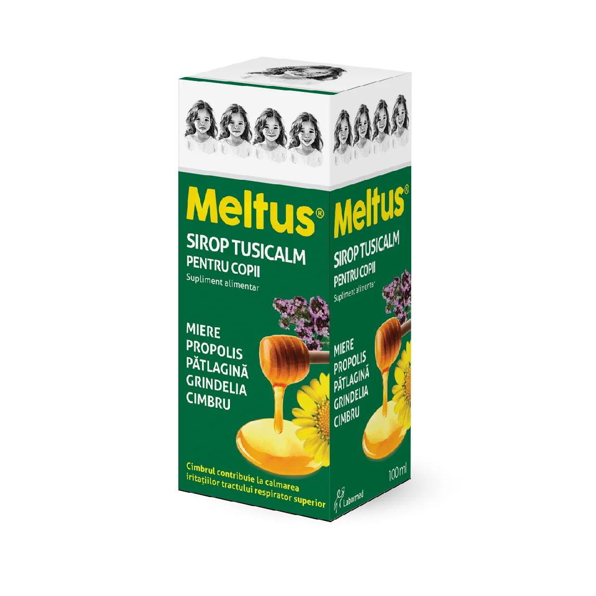 Meltus Tusicalm Sirop Cu Miere, Cimbru, Grindelia, Patlagina Si Tinctura De Propolis Pentru Copii, 100ML, Labormed