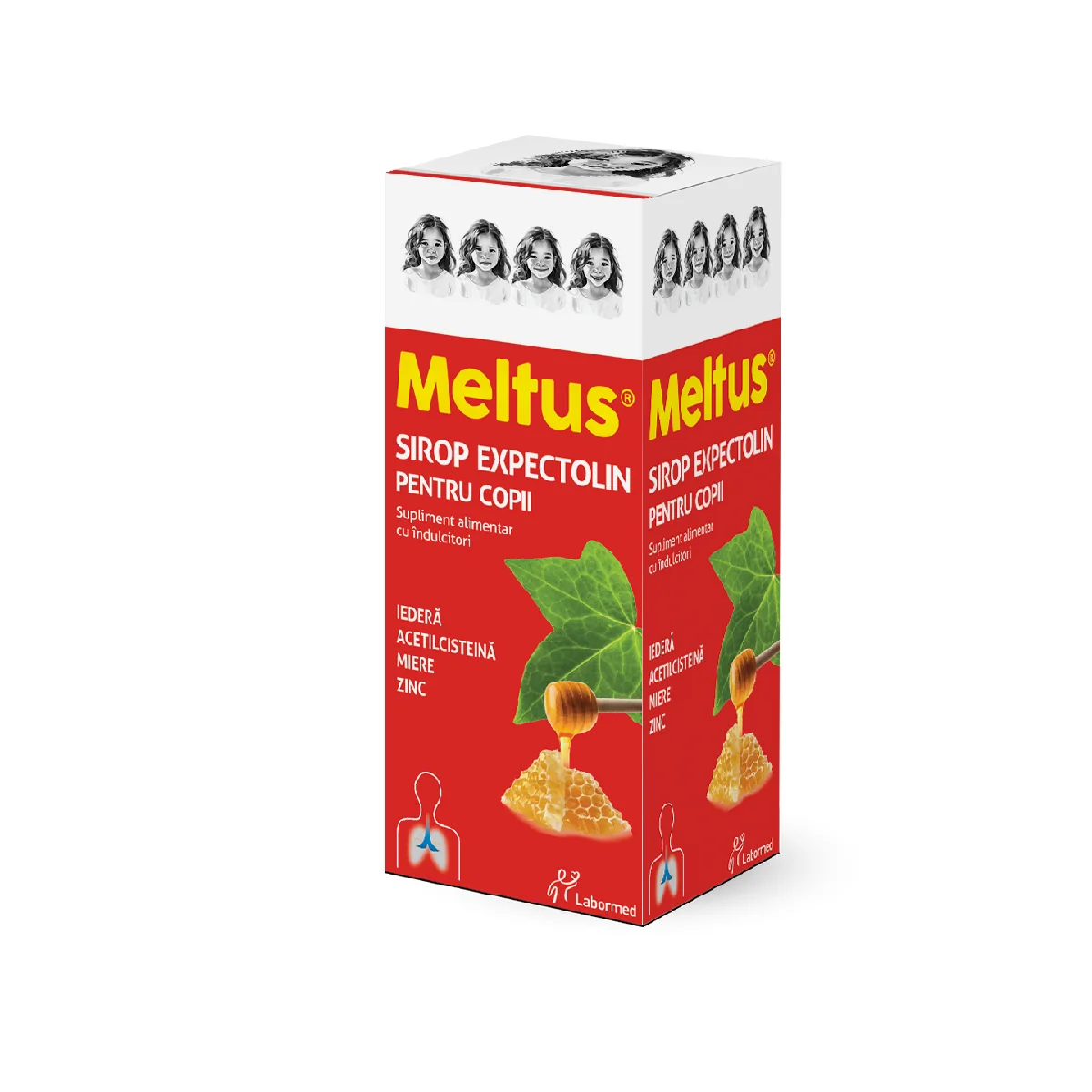 Meltus Expectolin Sirop Cu Miere, Iedera, Zinc Si Acetilcisteina Pentru Copii, 100ml, Labormed