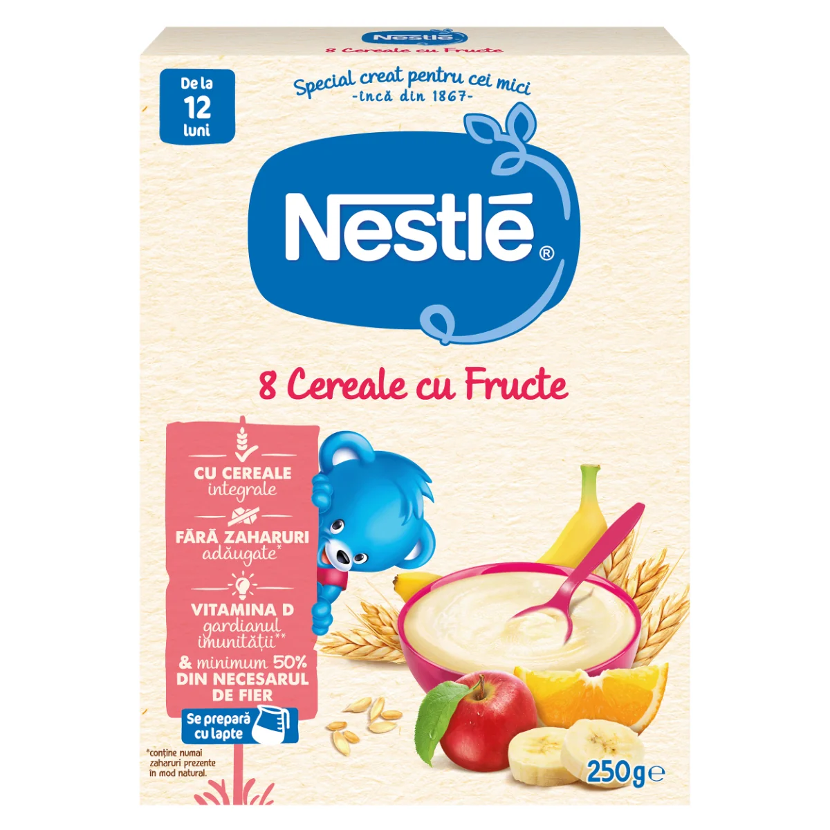 8 Cereale Cu Fructe +12 Luni, 250g, Nestle