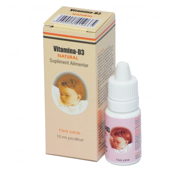 Vitamina D3 Picături, 10 ml, Natural Pharmaceuticals