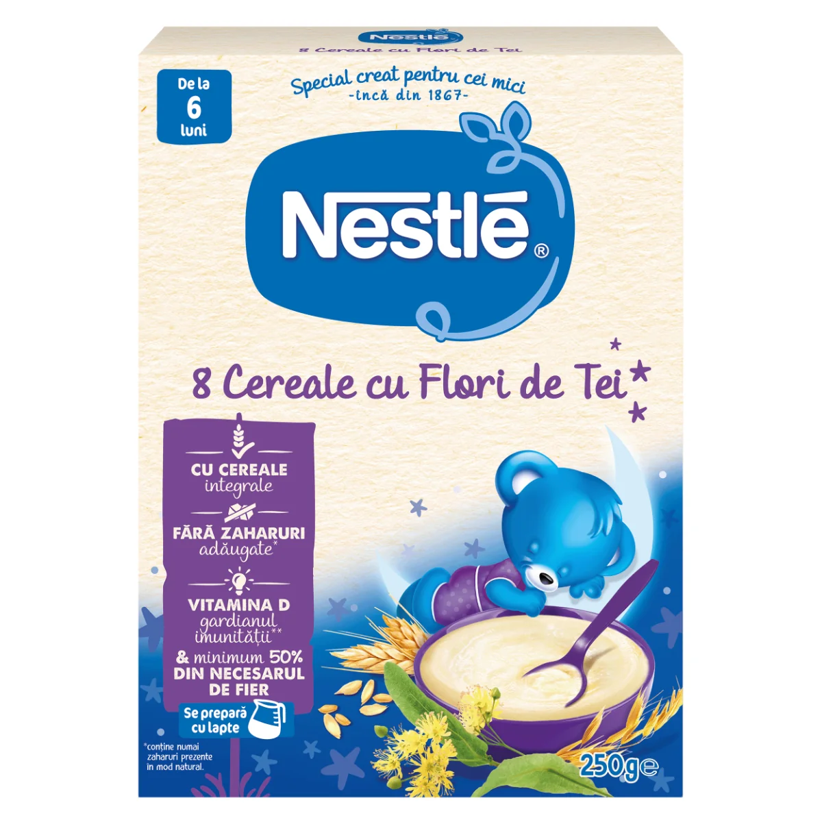 8 Cereale Cu Flori De Tei +6 Luni, 250g, Nestle