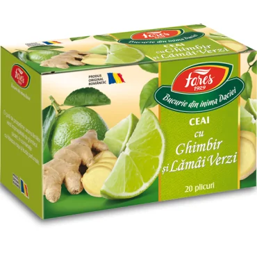 Ceai Cu Ghimbir Si Lamai Verzi, 20 Plicuri, Fares