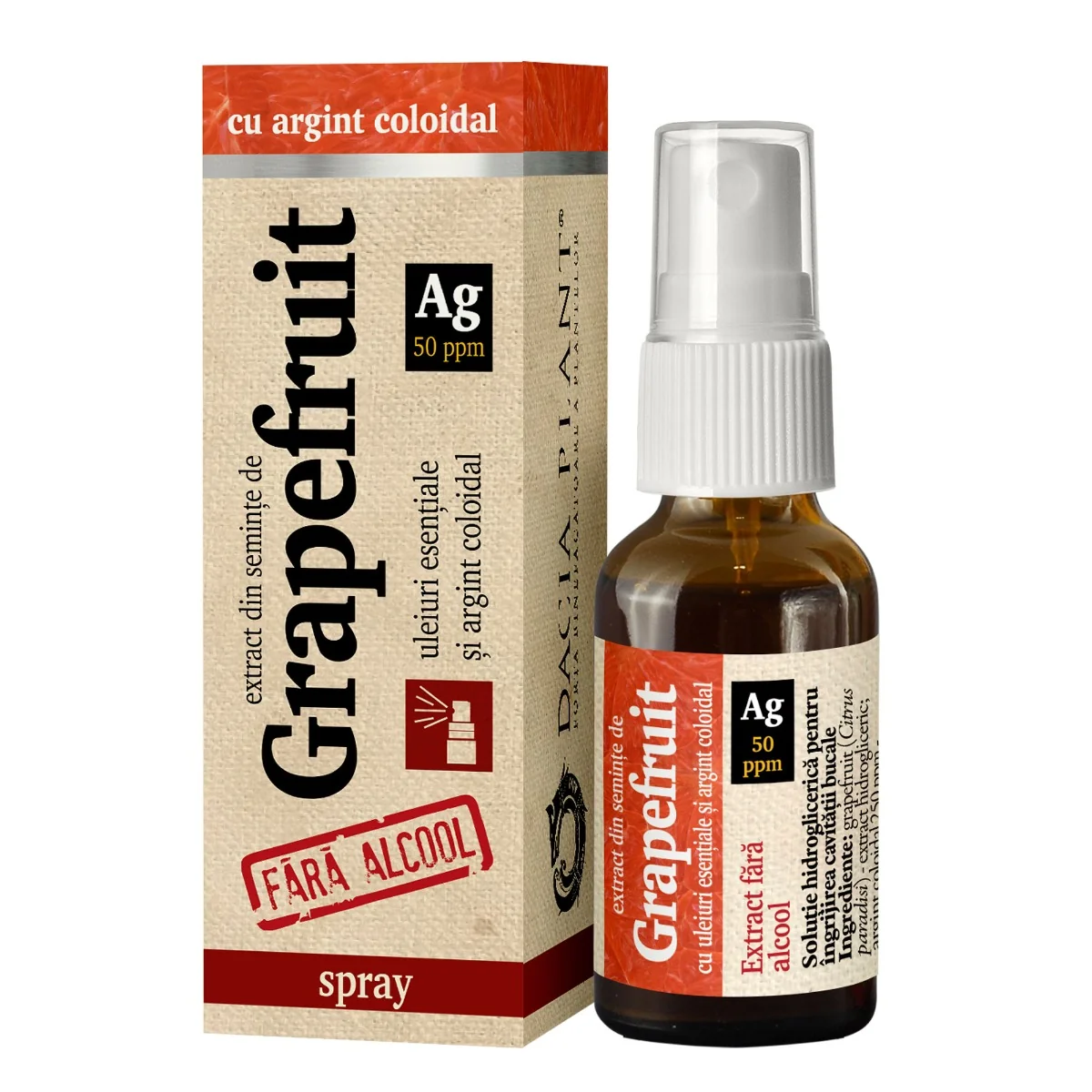 Extract Din Seminte De Grapefruit Cu Argint Coloidal Spray, 20 Ml, Dacia Plant