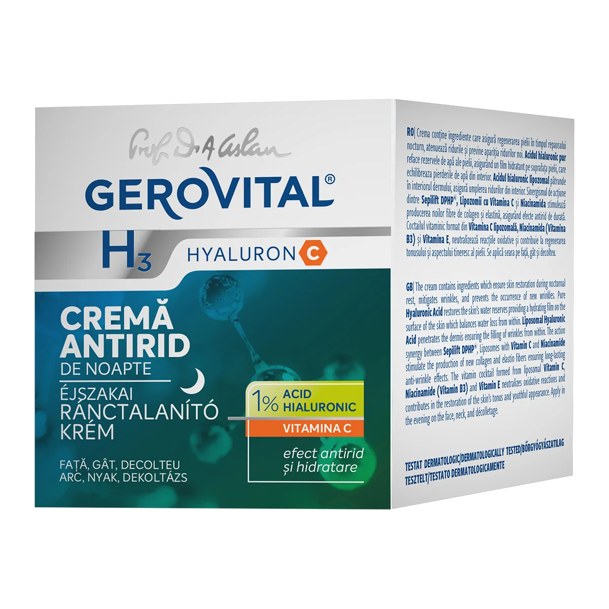 Crema Antirid De Noapte H3 Hyaluron C, 50ml, Gerovital